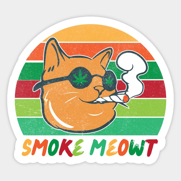 Retro Smoke Meowt Cat Meow Marijuana Sticker by The WYLD Tribe